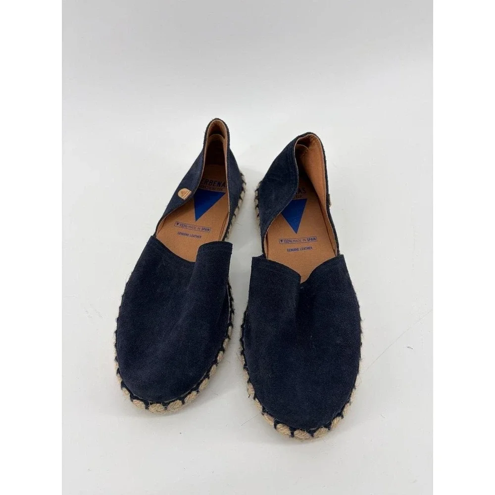 Verbenas Carmen Serraje Suede Leather Flat Espadrilles Navy Shoes,Women 39 (8.5)